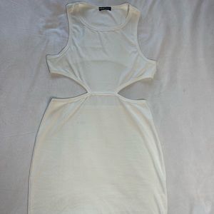 White cropped out dress